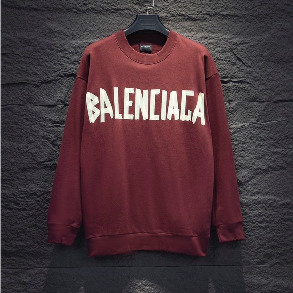 Balenciaga Men's Maroon Crewneck Sweater - Picture 1 of 8